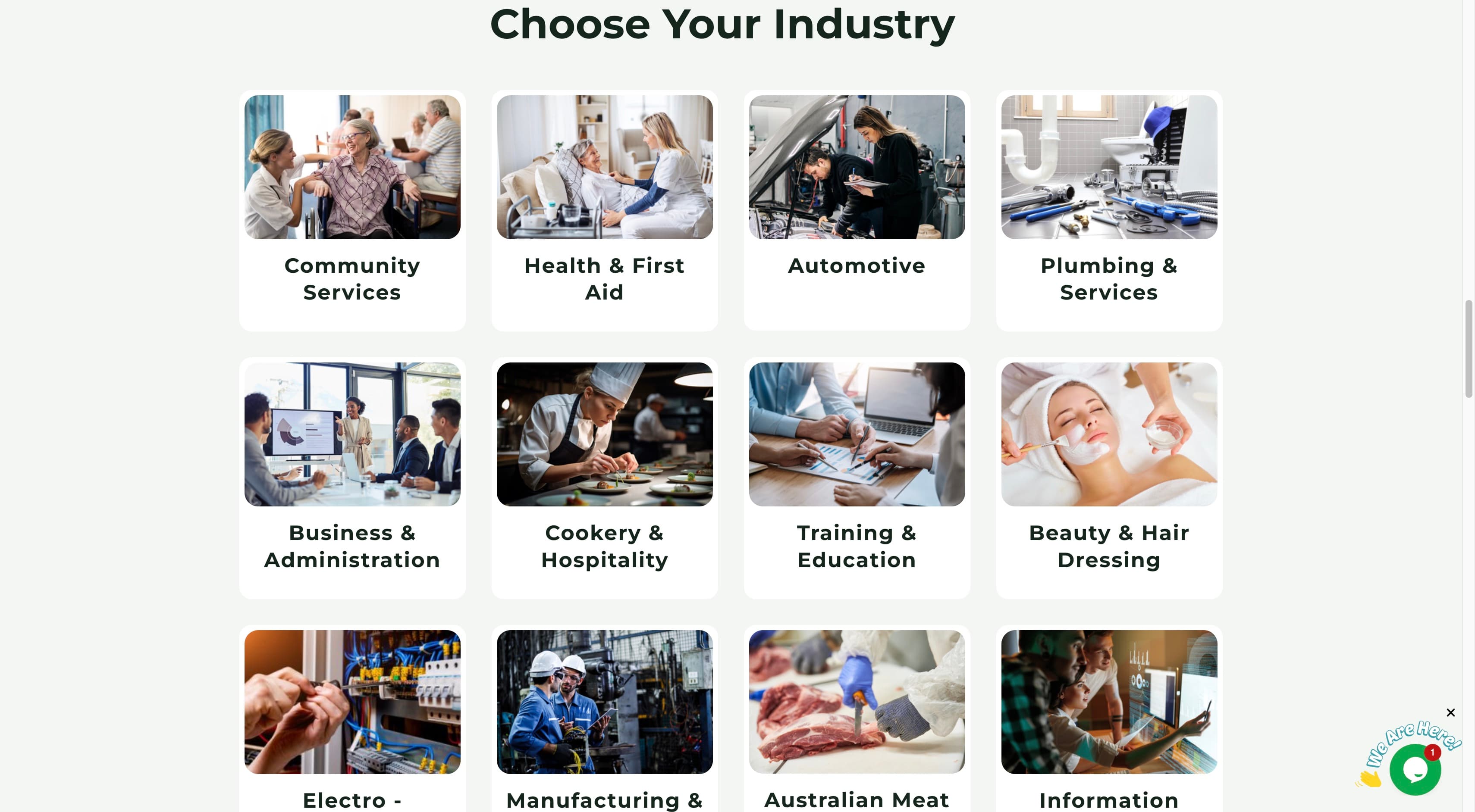 Industry pathways page